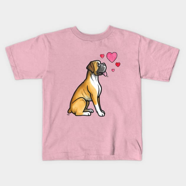 Boxer love (fawn) Kids T-Shirt by animalartbyjess
